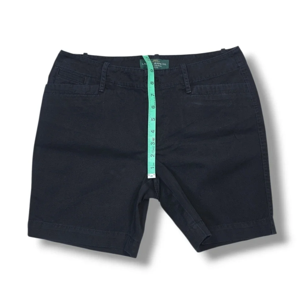 LRL Lauren‎ Ralph Lauren Chino Solid Black Cotton Button Shorts Women's 6P